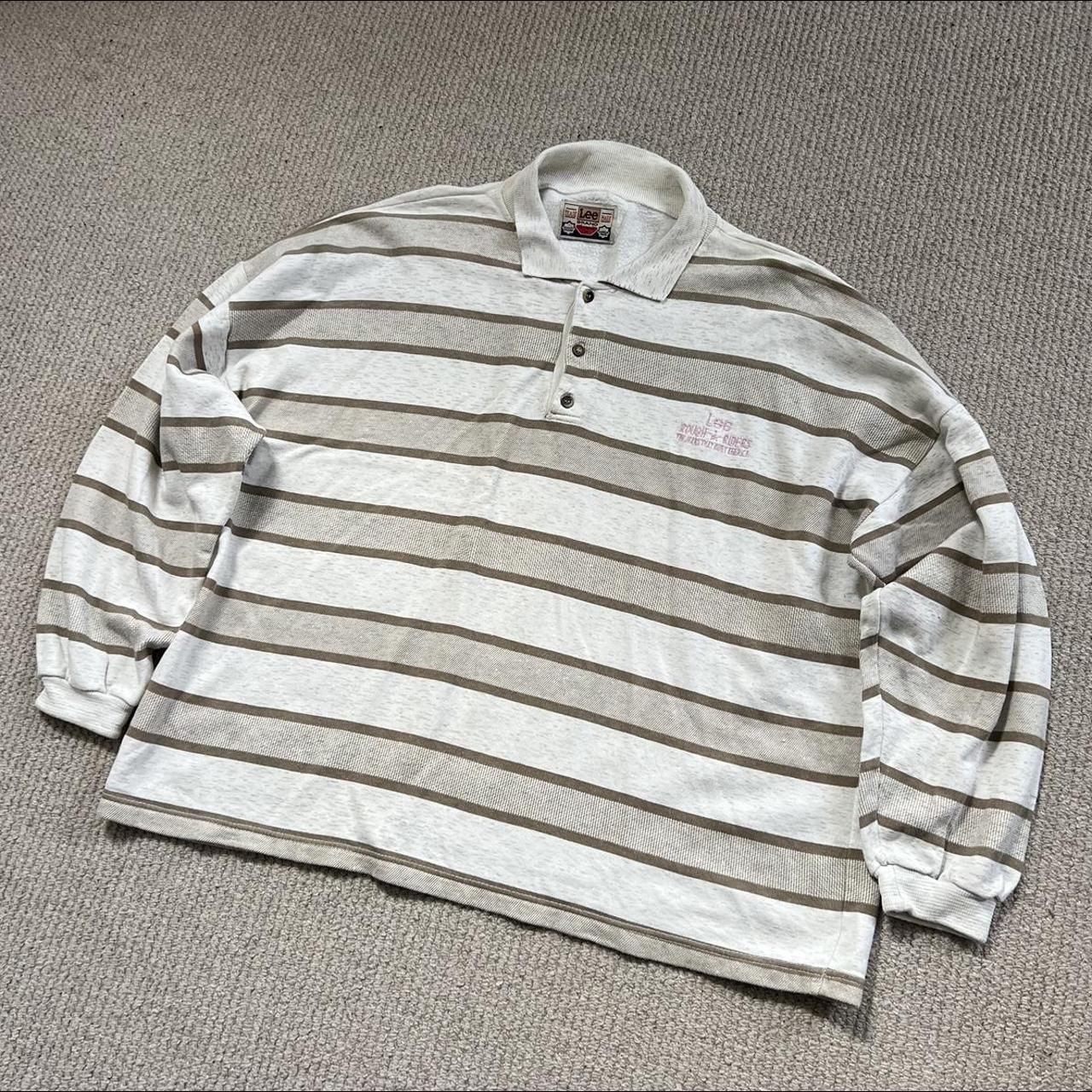 🚶🏼‍♂️ 00's Lee Super Boxy Striped Collar Sweatshirt... - Depop