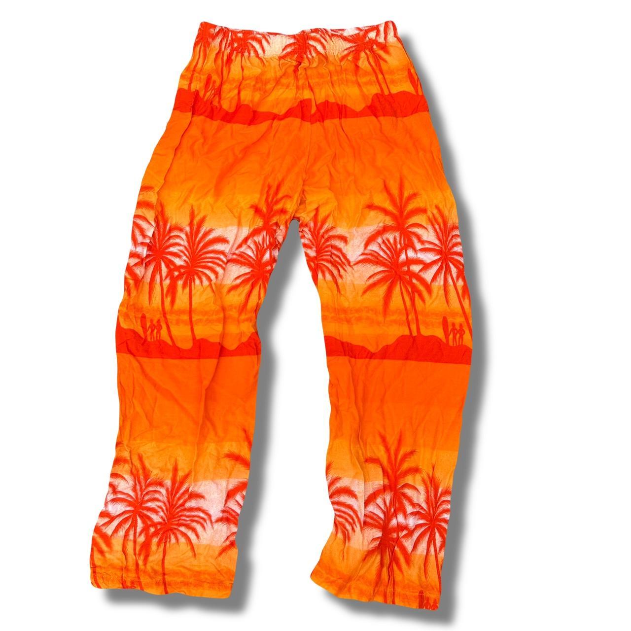 coconutgirl beachy orange palm tree pants size L... Depop