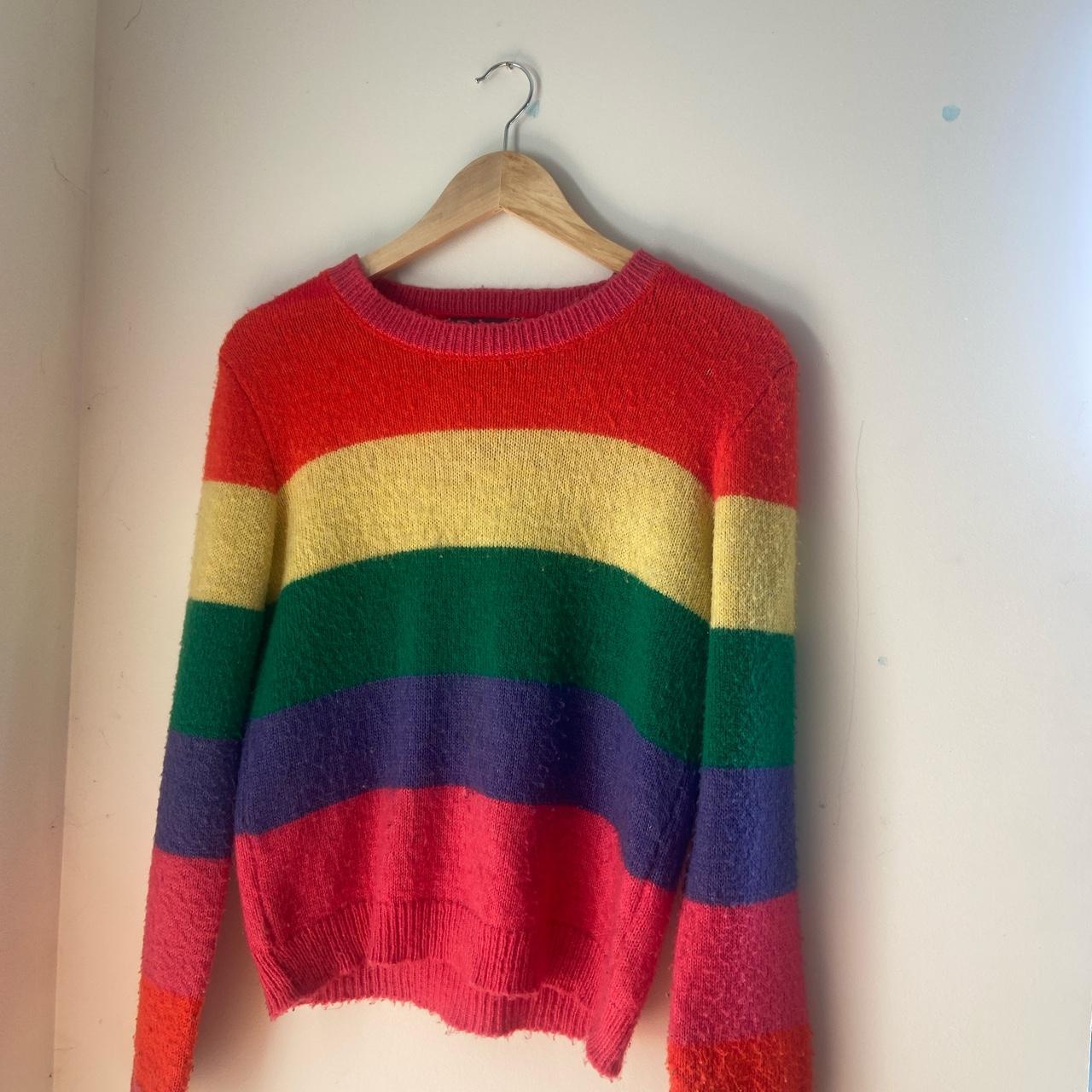 Knit jumper rainbow In good condition - Depop