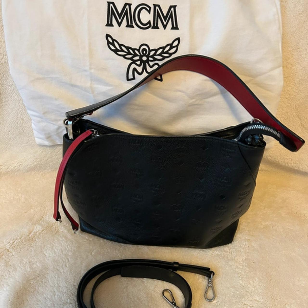 Mcm black hotsell and red bag