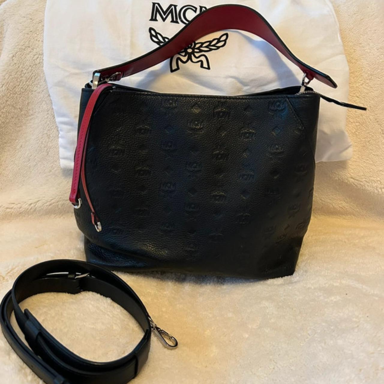 Mcm black hotsell and red bag