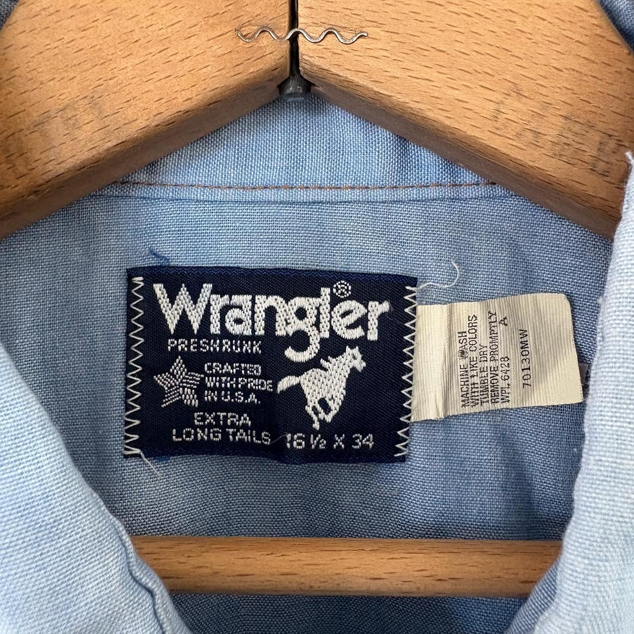 Wrangler Men's Shirt - Blue - L – Vintage 70s Wra… - image 8
