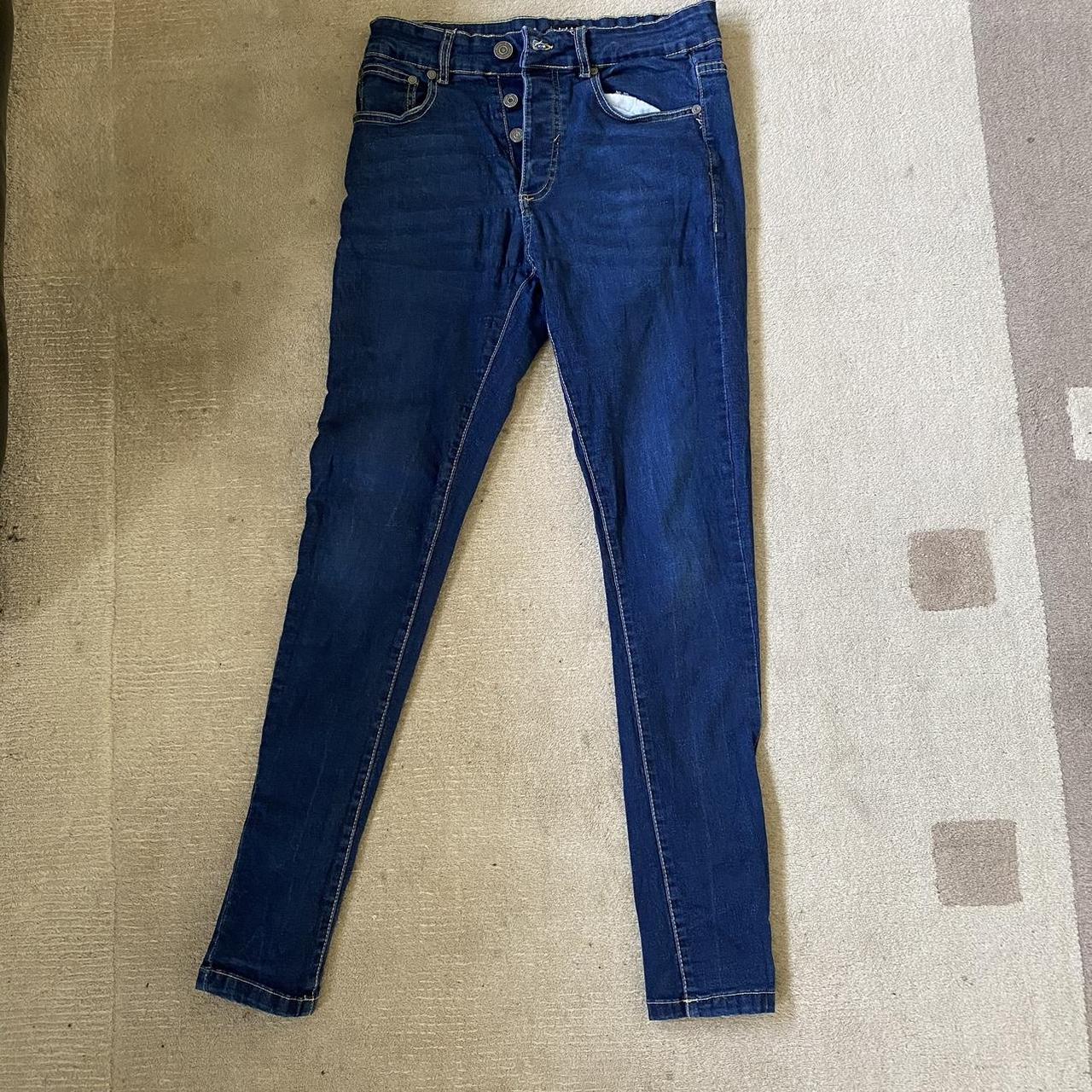 BooHoo MAN skinny navy jeans. Stretch type... - Depop