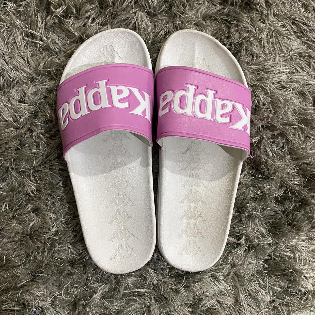 Pink and best sale white kappa slides