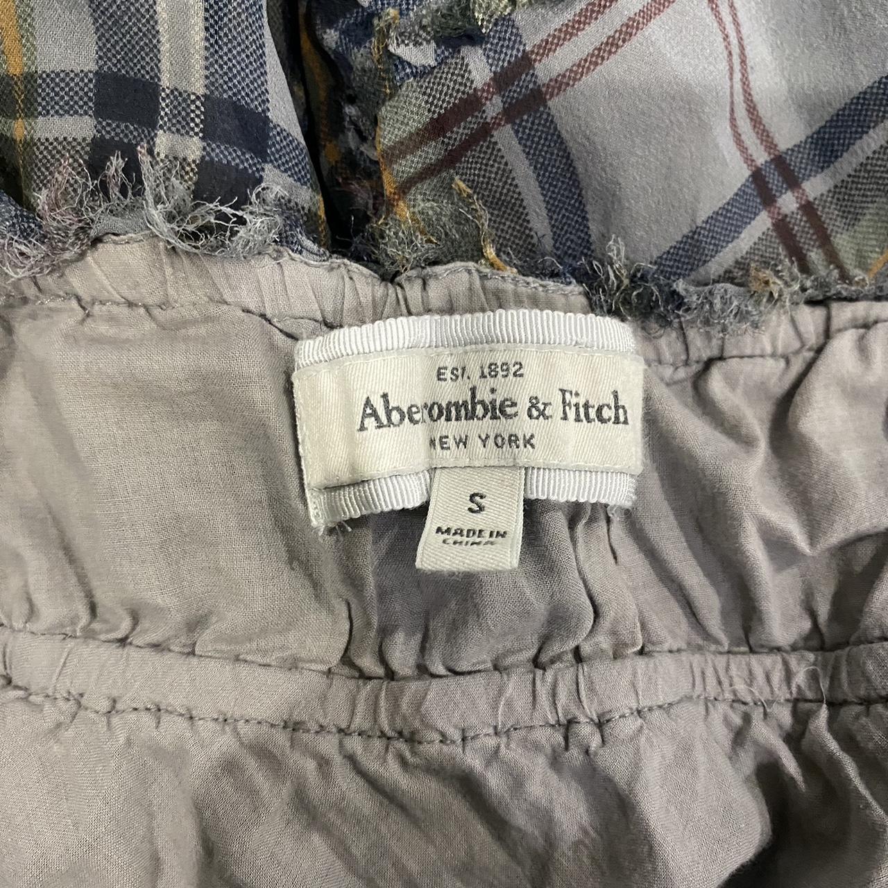 Grey and light blue plaid Abercrombie and Fitch... - Depop