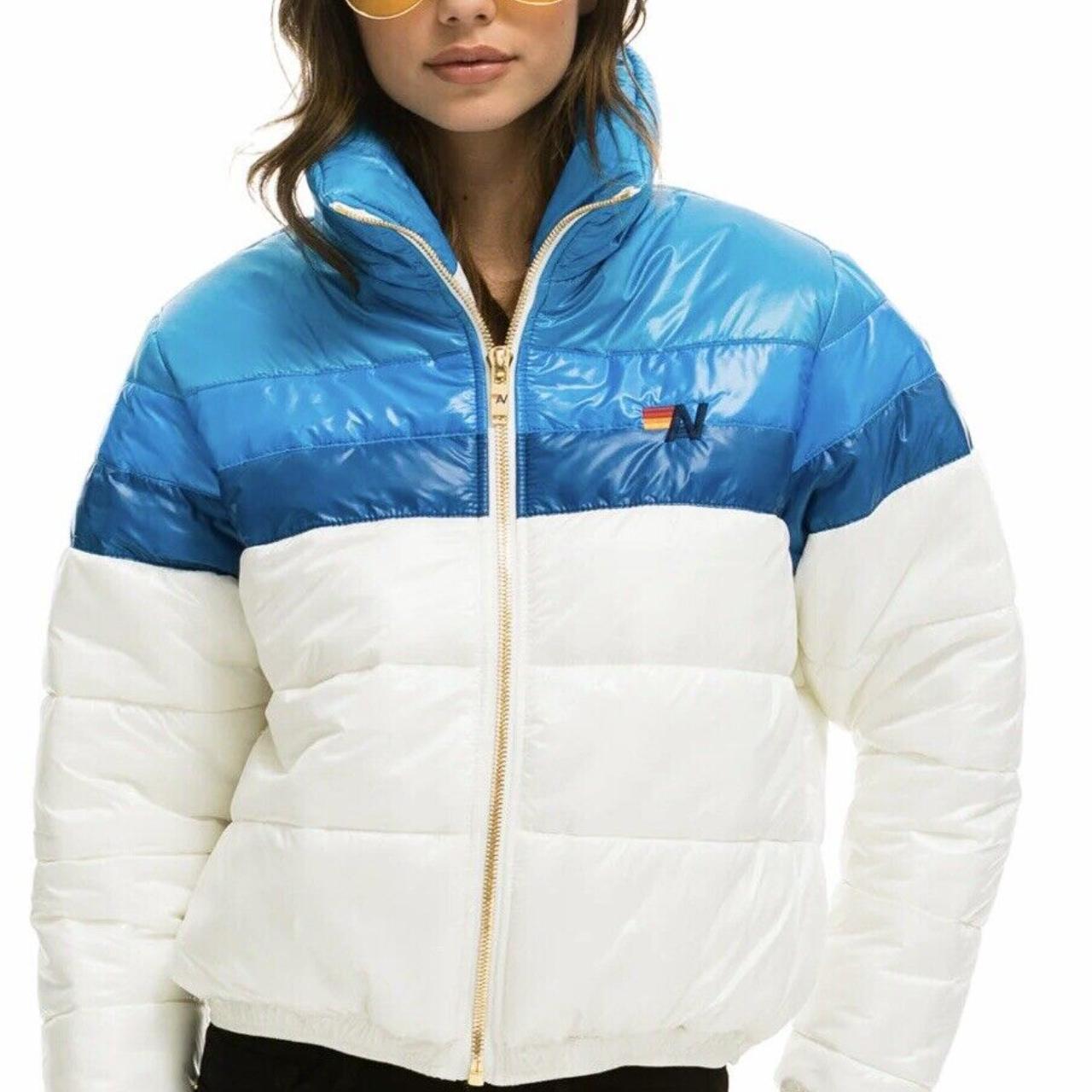 5 STRIPE LUXE APRES PUFFER JACKET - GLOSSY WHITE