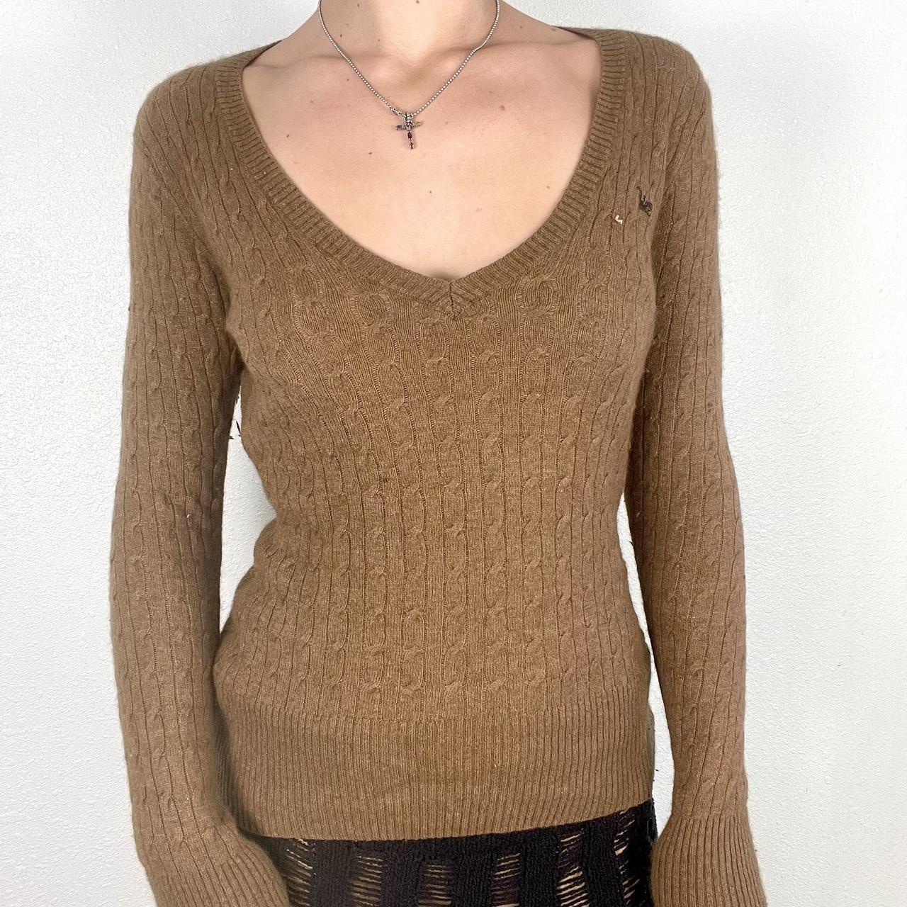 cable knit vneck sweater size medium great Depop