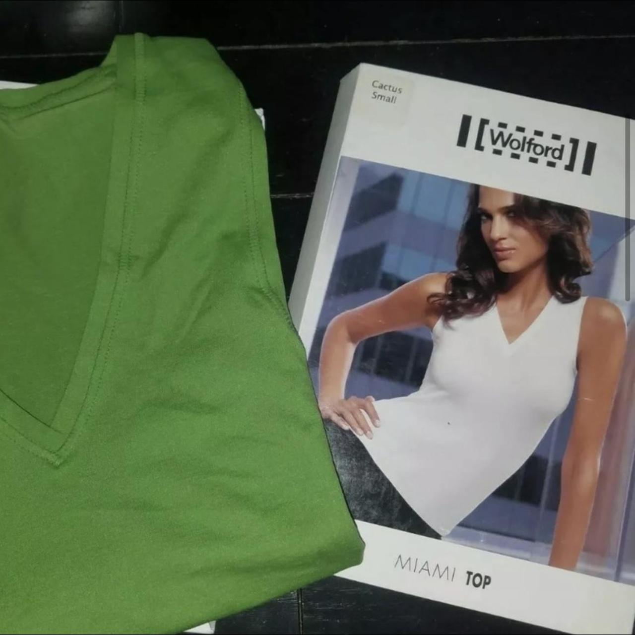 WOLFORD tropical lime green Miami v neck tank top in Depop