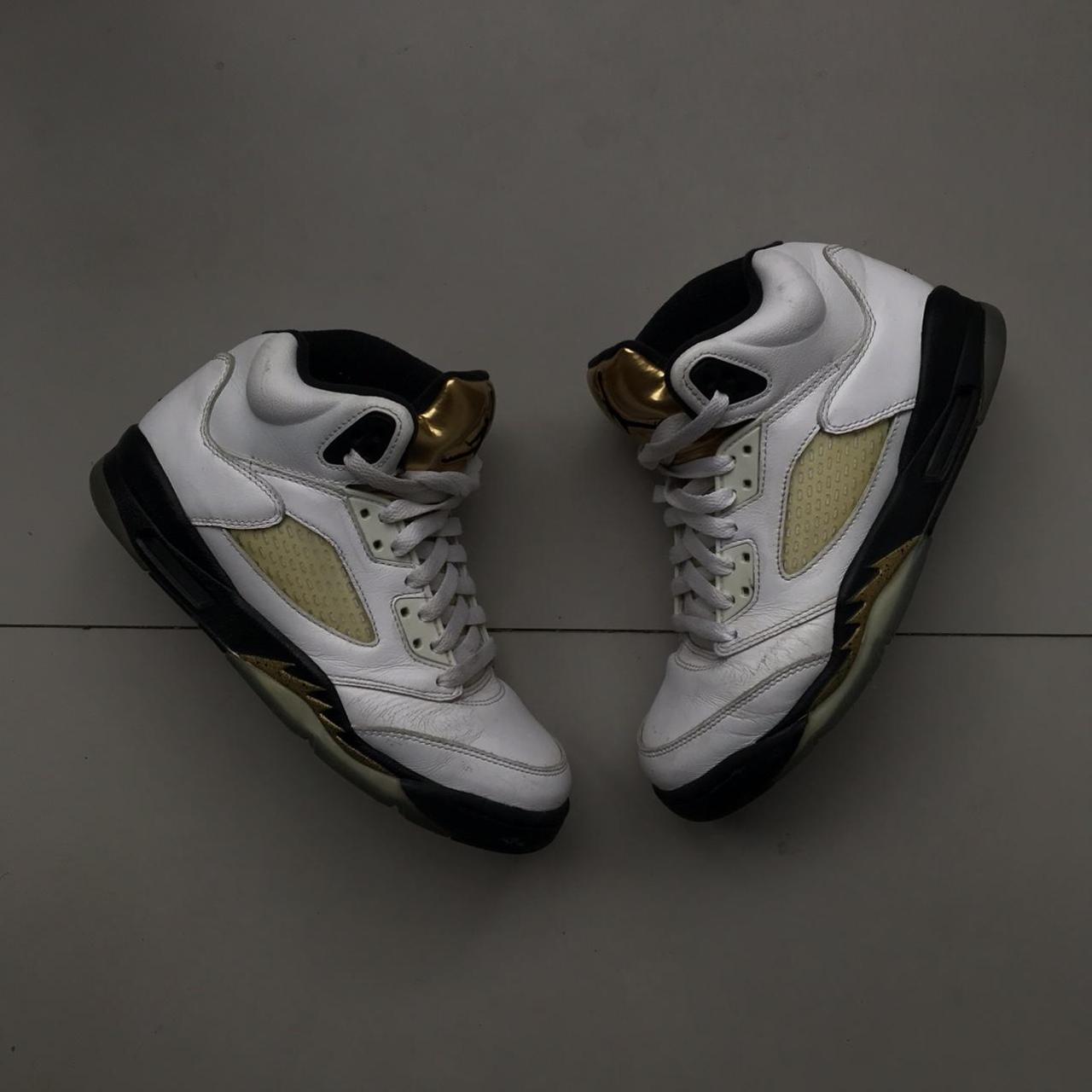 black white and gold jordan 5