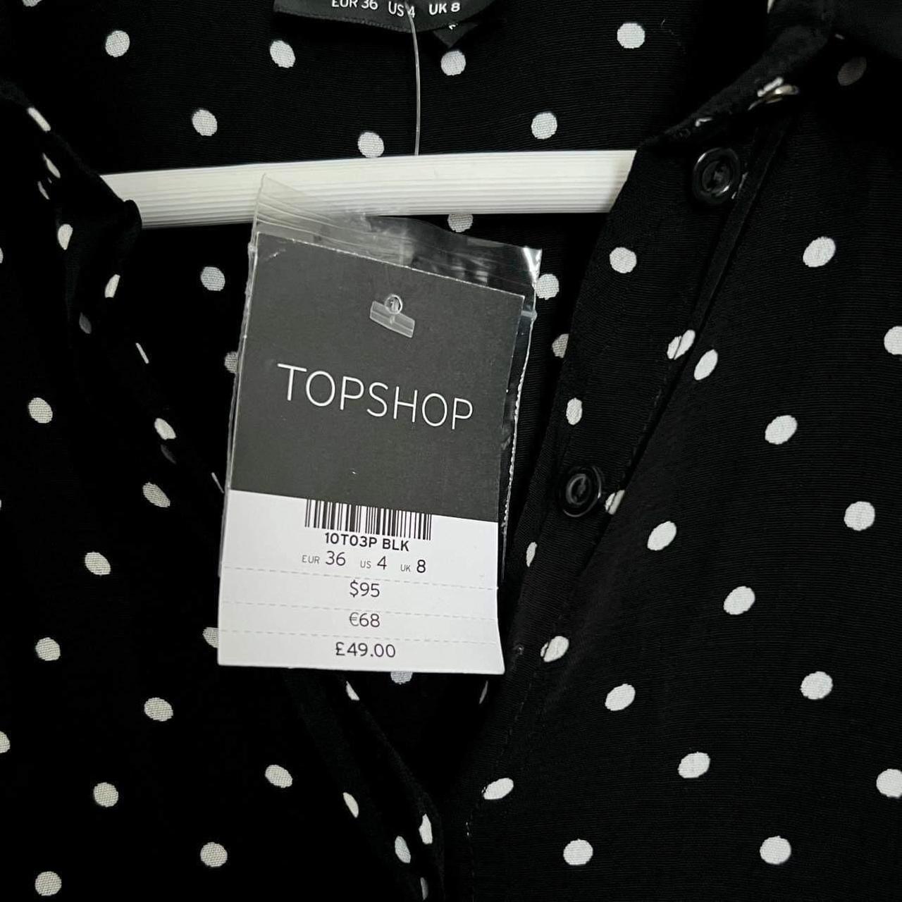 black and white spot maxi dress with split... Depop