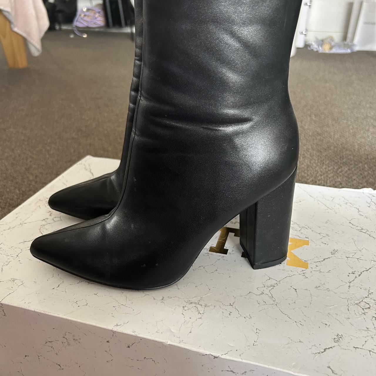 Heeled boot / faux leather / Verali / worn twice - Depop