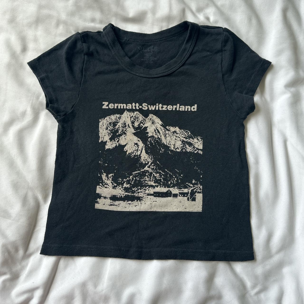 Brandy Melville Switzerland Graphic Baby Tee Brandy Depop   P0 