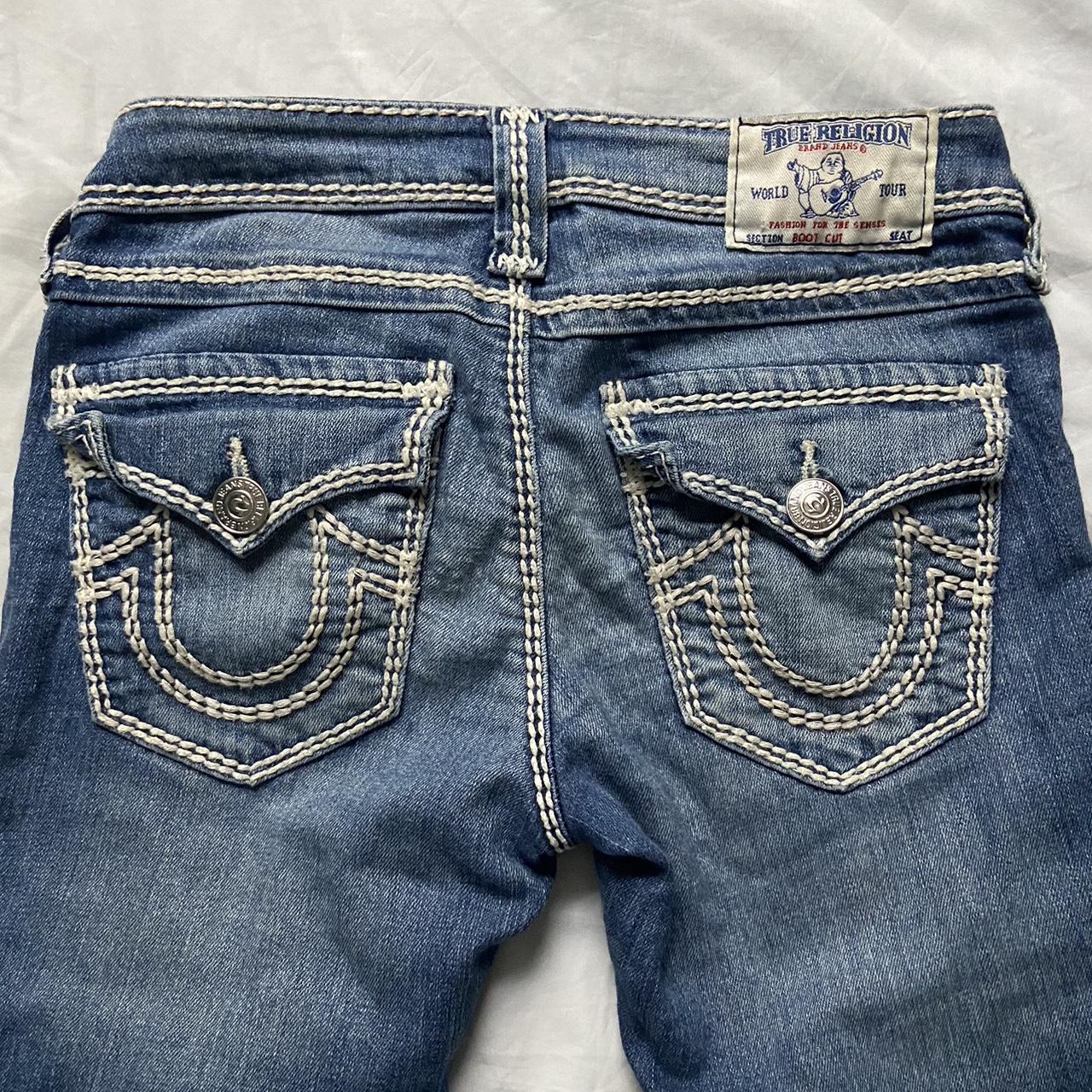 true religion flared contrast stitch jeans🩵 most... - Depop