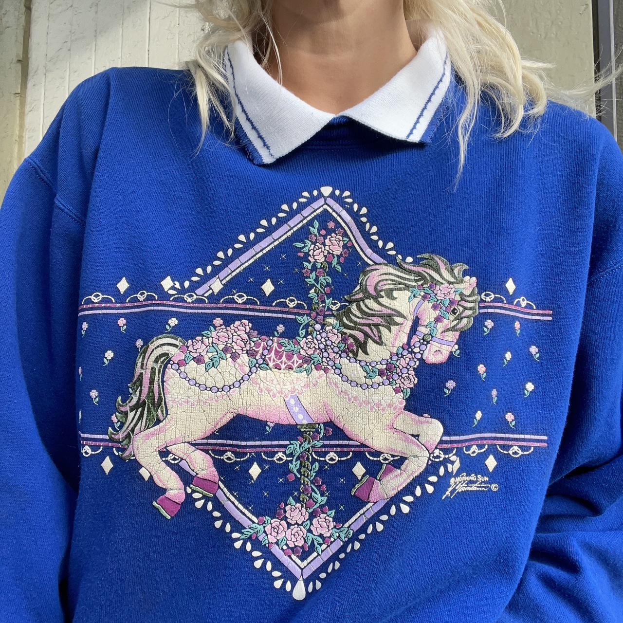 vintage 90's carousel horse collared pullover Depop