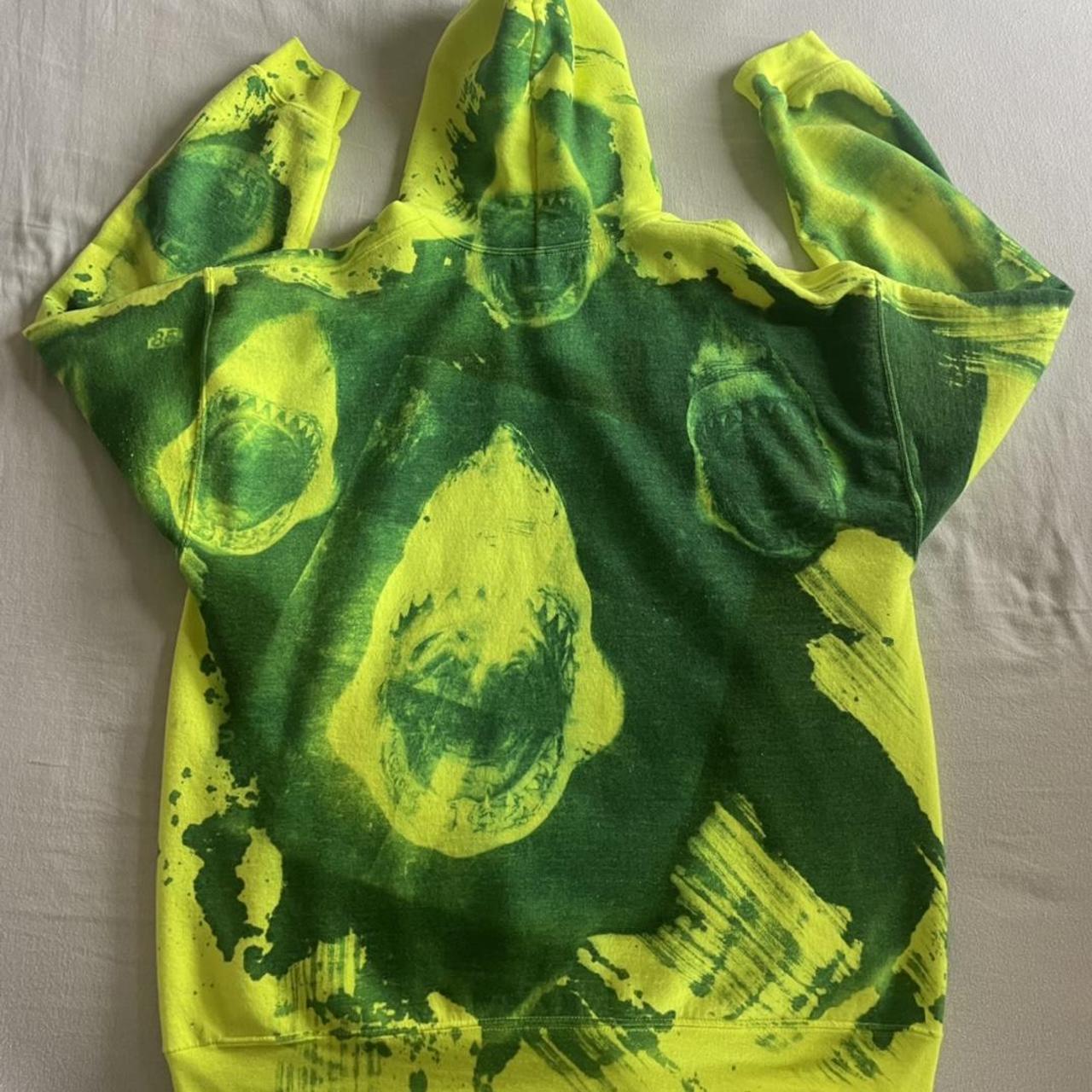 REPOP!! 85eldridge “NEON GREEN SHARK HOODIE” size... - Depop