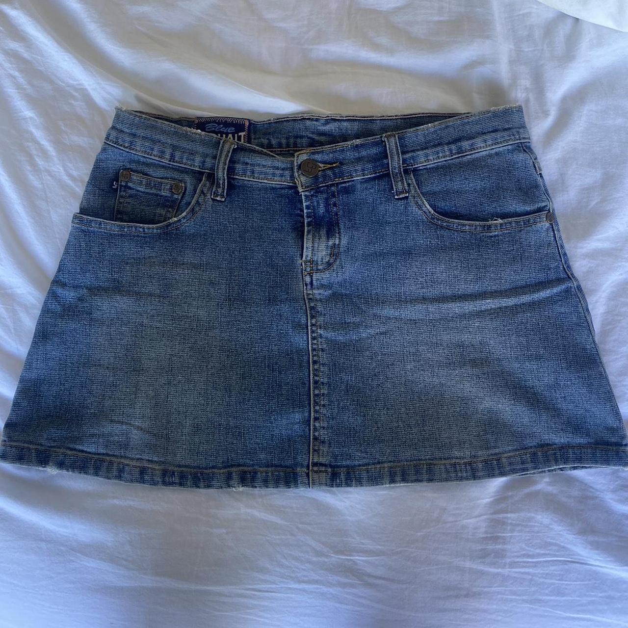 Vintage blue denim mini skirt Lowrise Labelled... - Depop