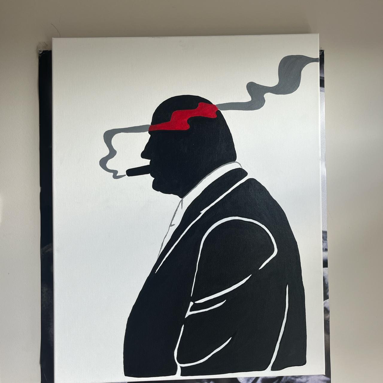 Tony soprano painting. Black and white. And red. Can... | Depop, image size:1280x1280