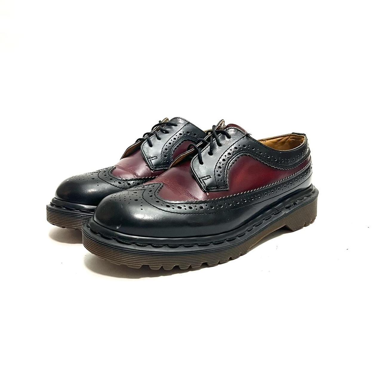 Vintage 1990s black leather brogue wingtip platform | Depop