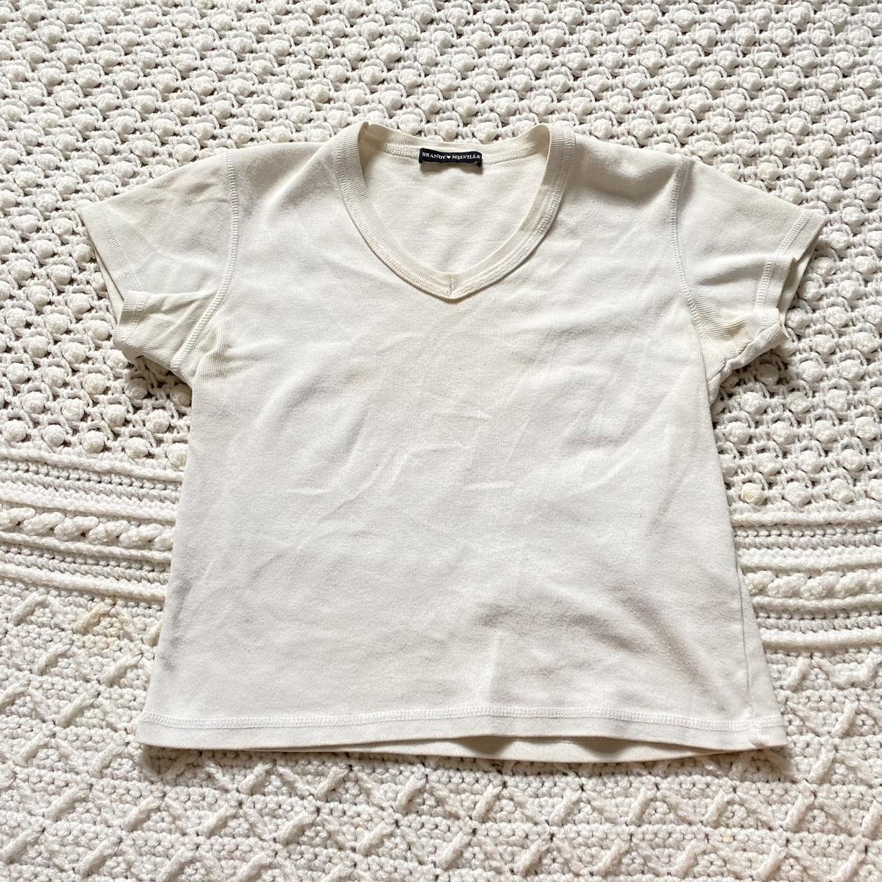 Brandy Melville White Tank Top Shirt Cotton Breezy High Neck Made