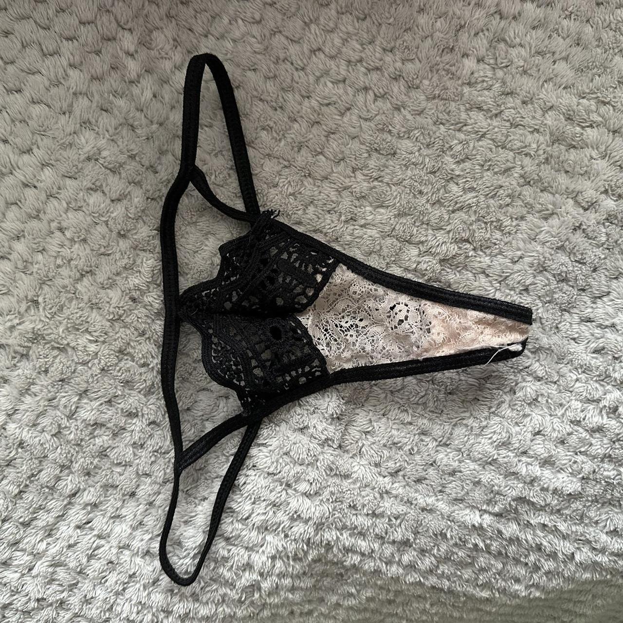 Gorgeous pink and black lace bralet with crossover Depop