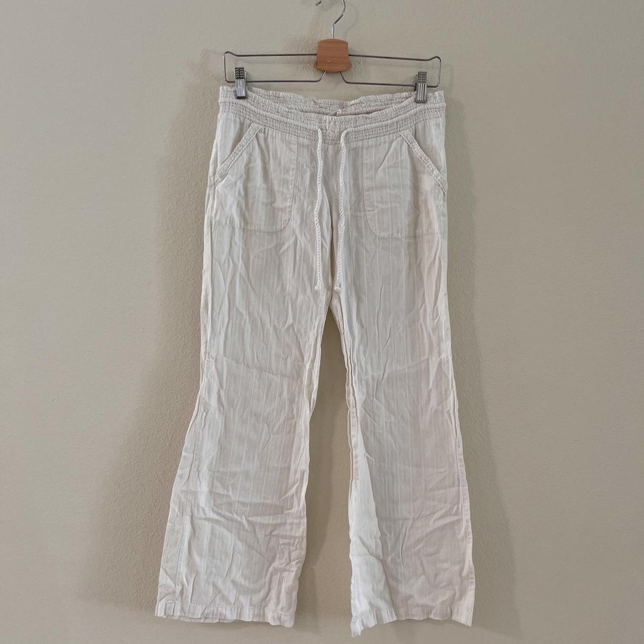 2000s Billabong white linen beach pants. they fit... - Depop