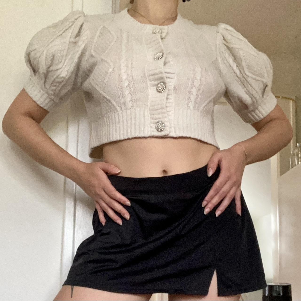 Hill House cream cropped sweater with puffy sleeves.... - Depop