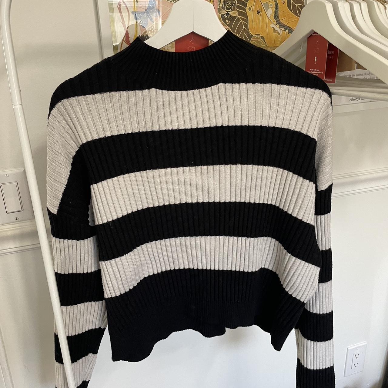 RVCA black and white striped crewneck sweater. Super... - Depop