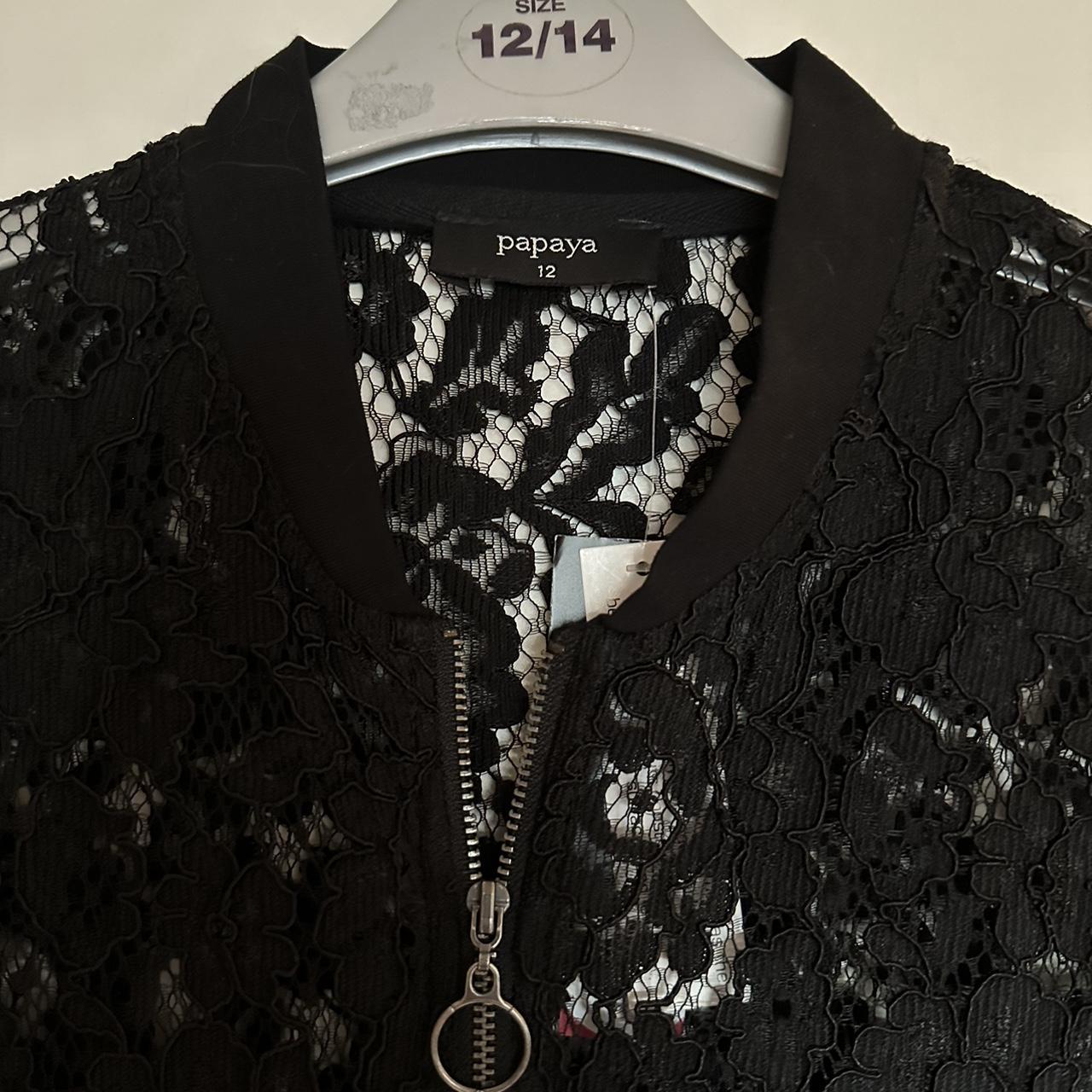 Papaya Black Lace Bomber Jacket Size UK 12. New with... Depop