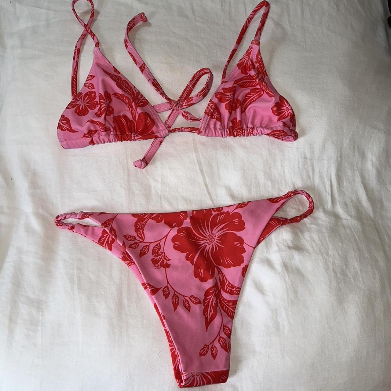 Kulani Kinis Women's Pink and Red Bikinisandtankinisets Depop
