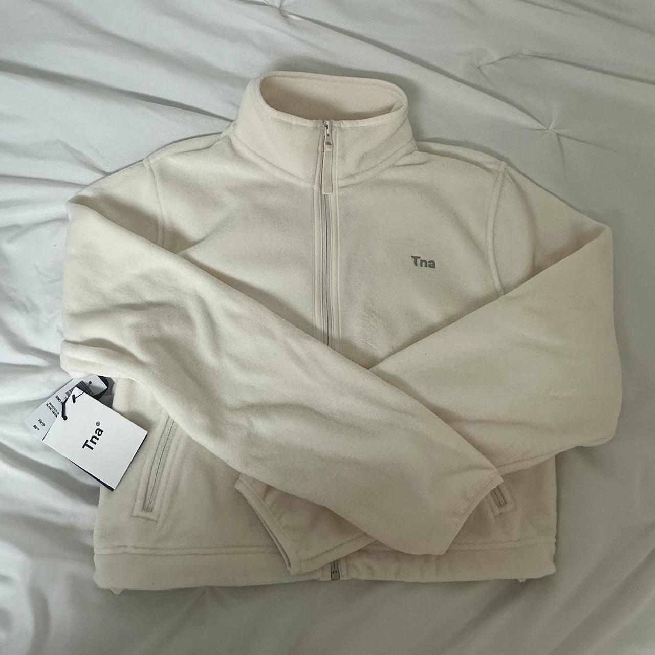 aritzia tna sno polar zip up in whisper white sold... - Depop