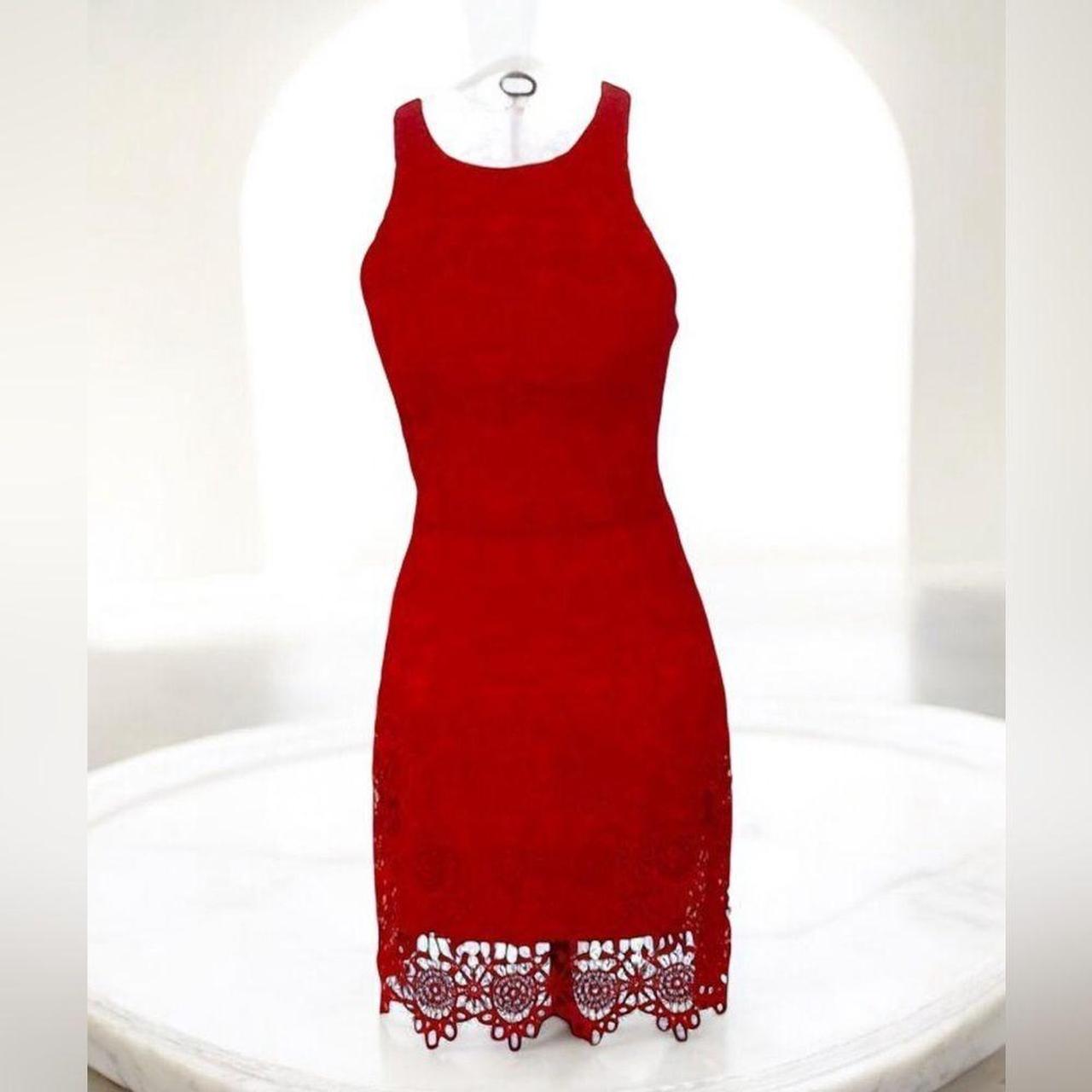 Hollister Red Lace Open Back Romantic Dress Small Depop