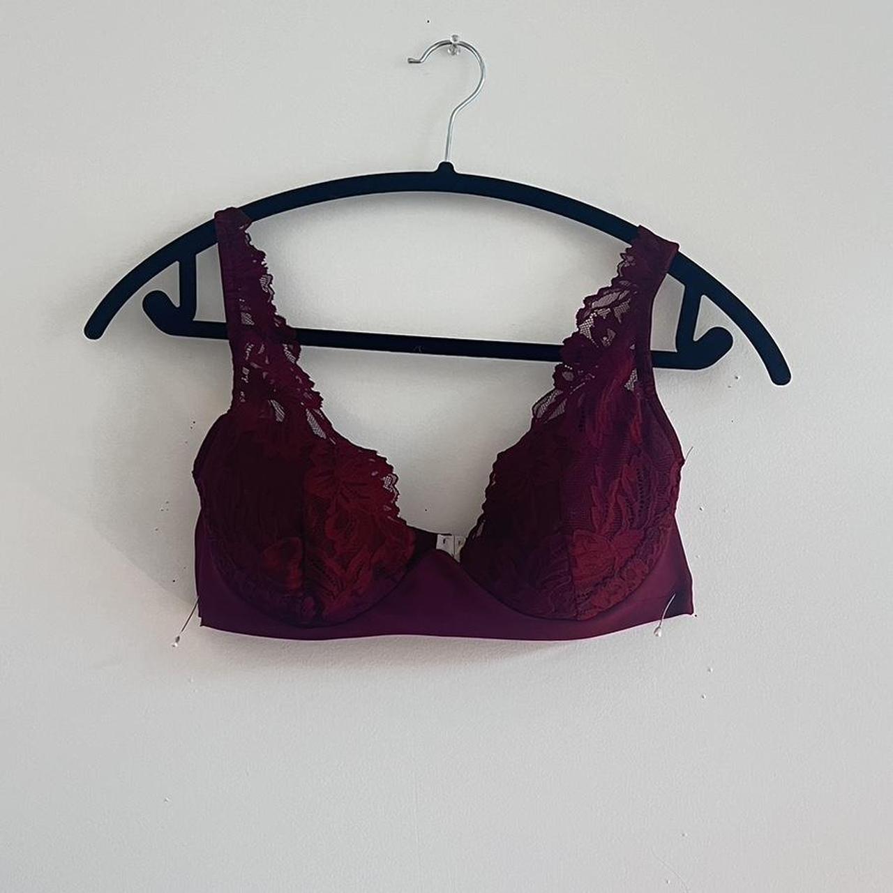 Oysho Burgundy Bralette Size: 34C - Depop