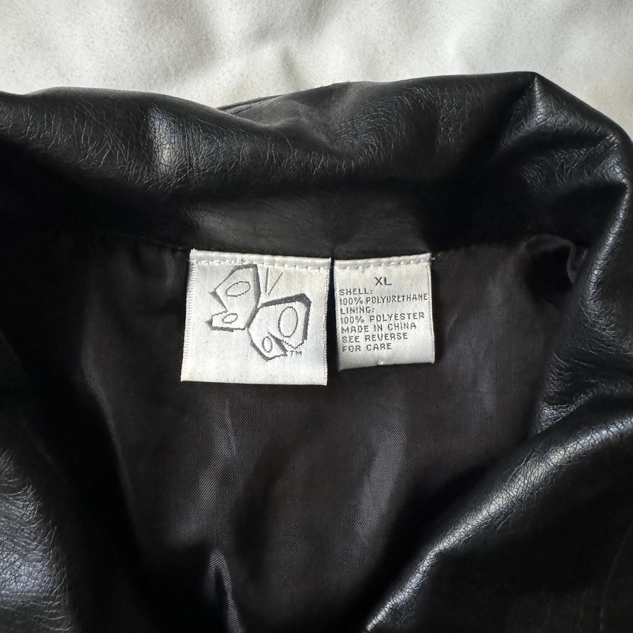 -black Leather Jacket -tagged As A Women’s Size Xl, - Depop