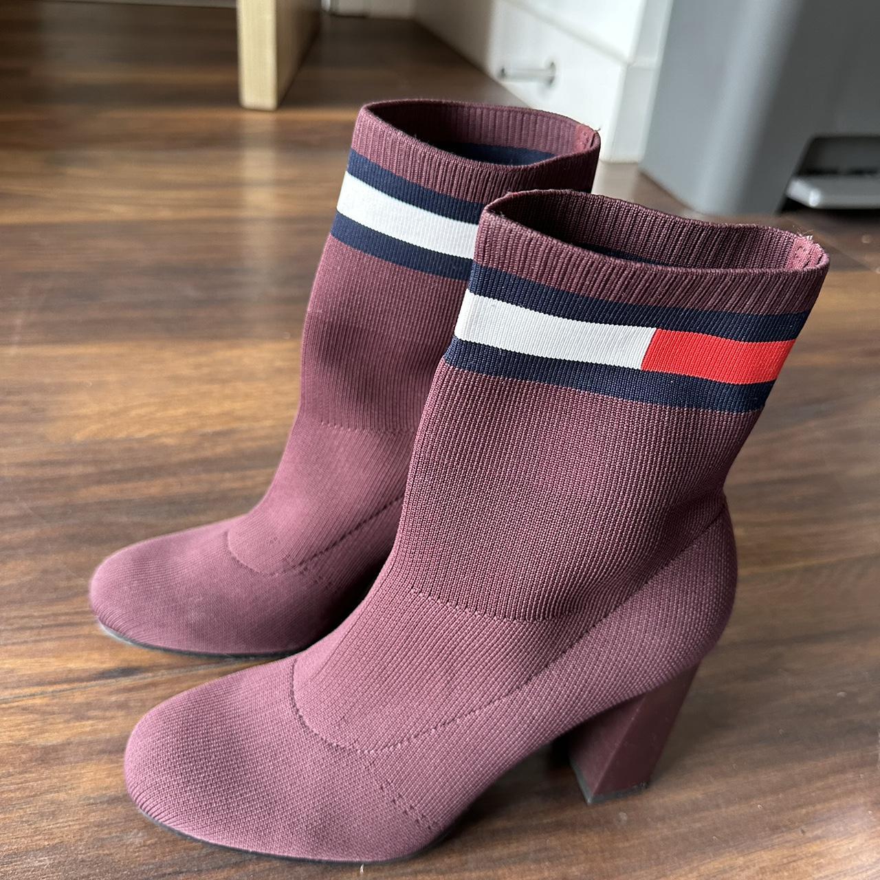 Tommy hilfiger burgundy boots fashion