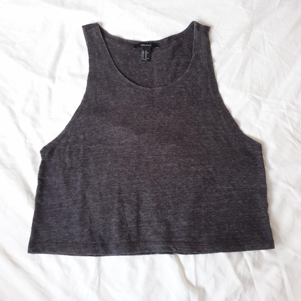 Dark grey oversized loose tank top from Forever21.... - Depop