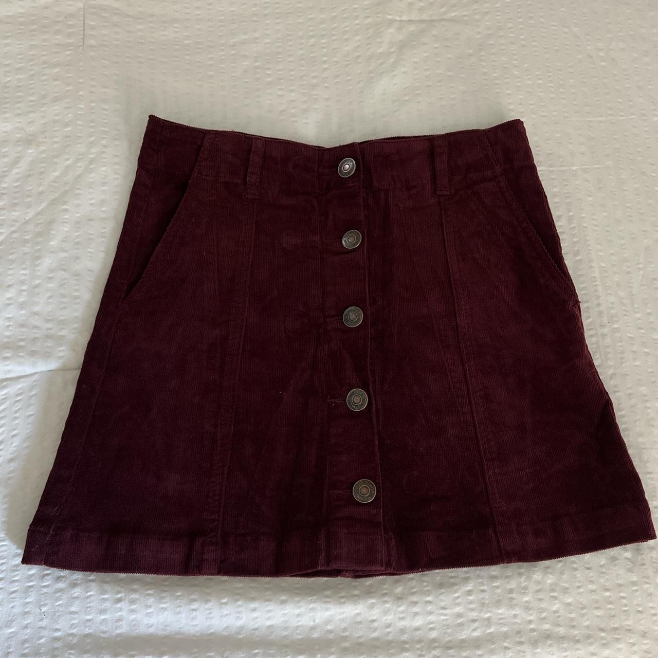 Maroon Corduroy Skirt w Pockets Forever 21 Size... - Depop