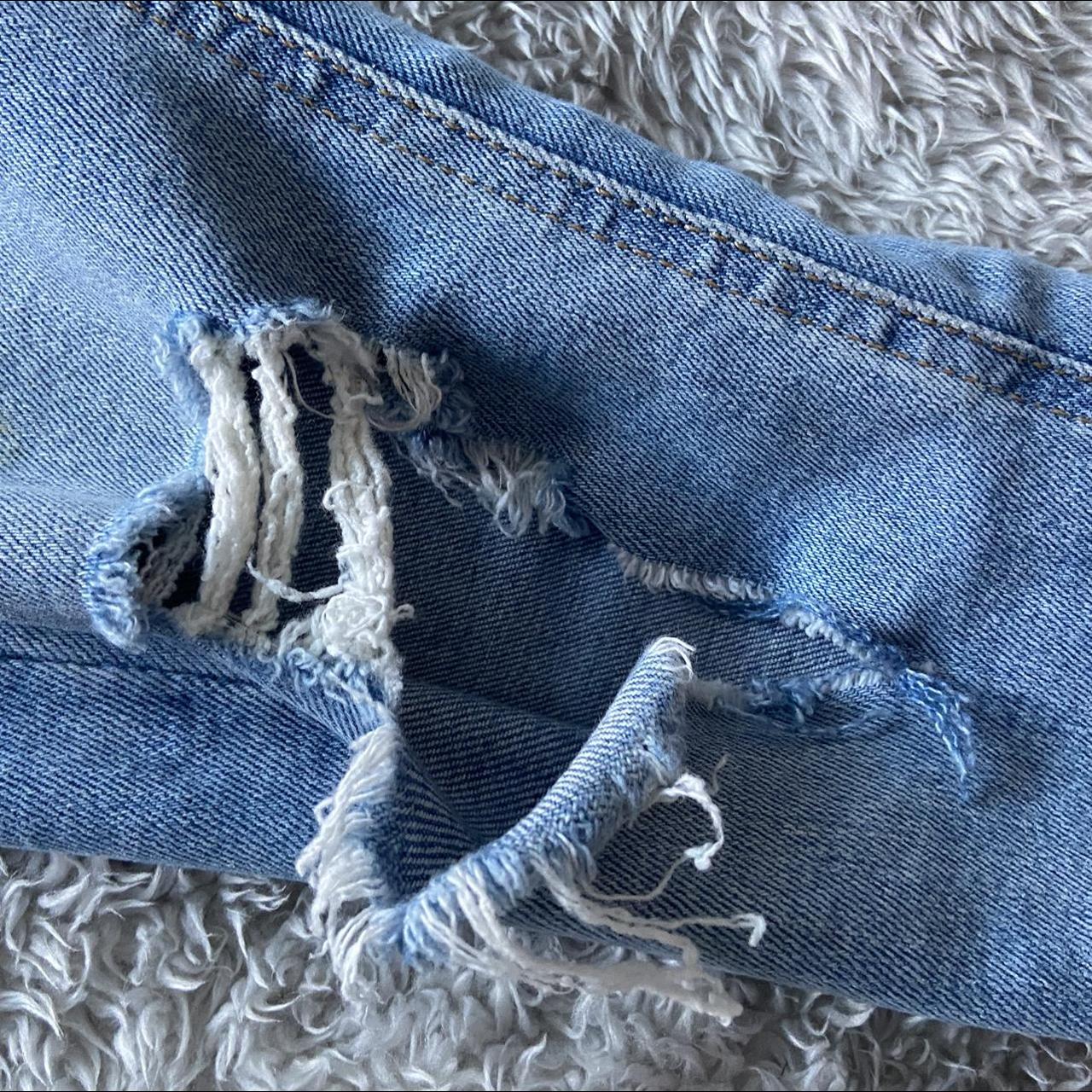 new look skinny mid rise blue rip jeans age 13 one... - Depop