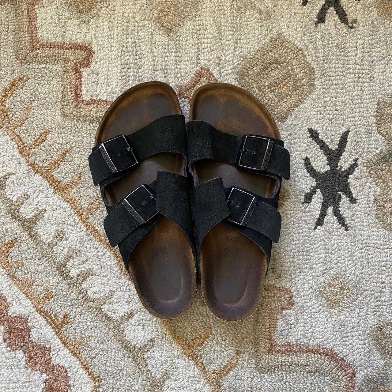 suede birkenstocks black