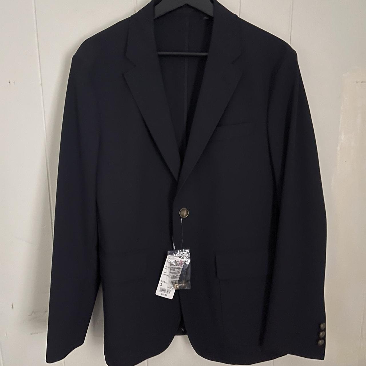 Uniqlo Navy Blue Blazer size small Brand new with... - Depop