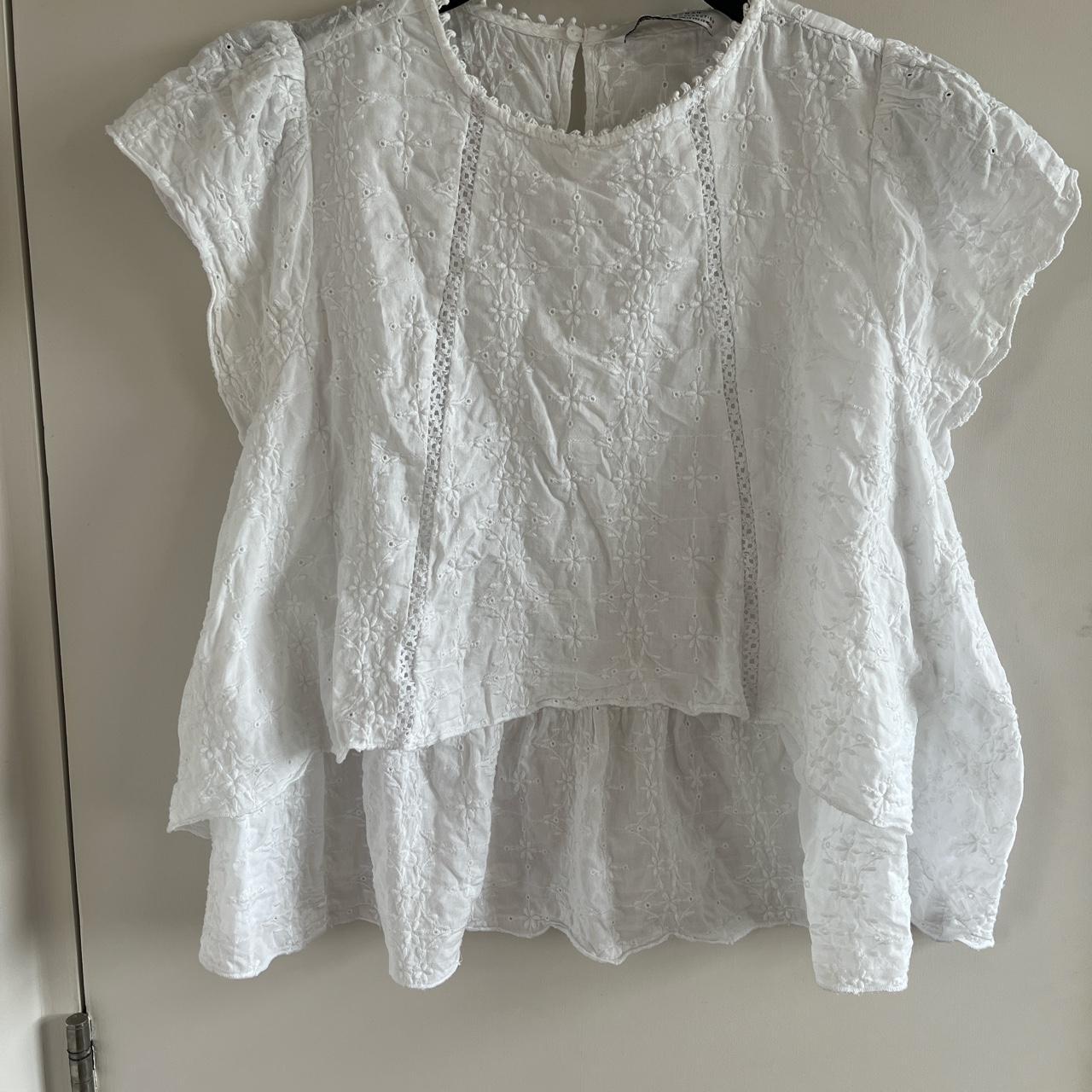 Zara Premium Denim Collection White Blouse UK XS Depop zara-premium-denim-collection-shopee-thailand