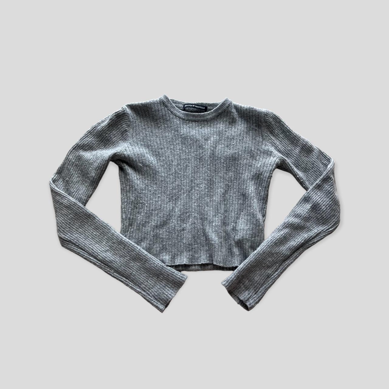 BRANDY MELVILLE CROPPED GREY RIBBED SWEATER ONE SIZE