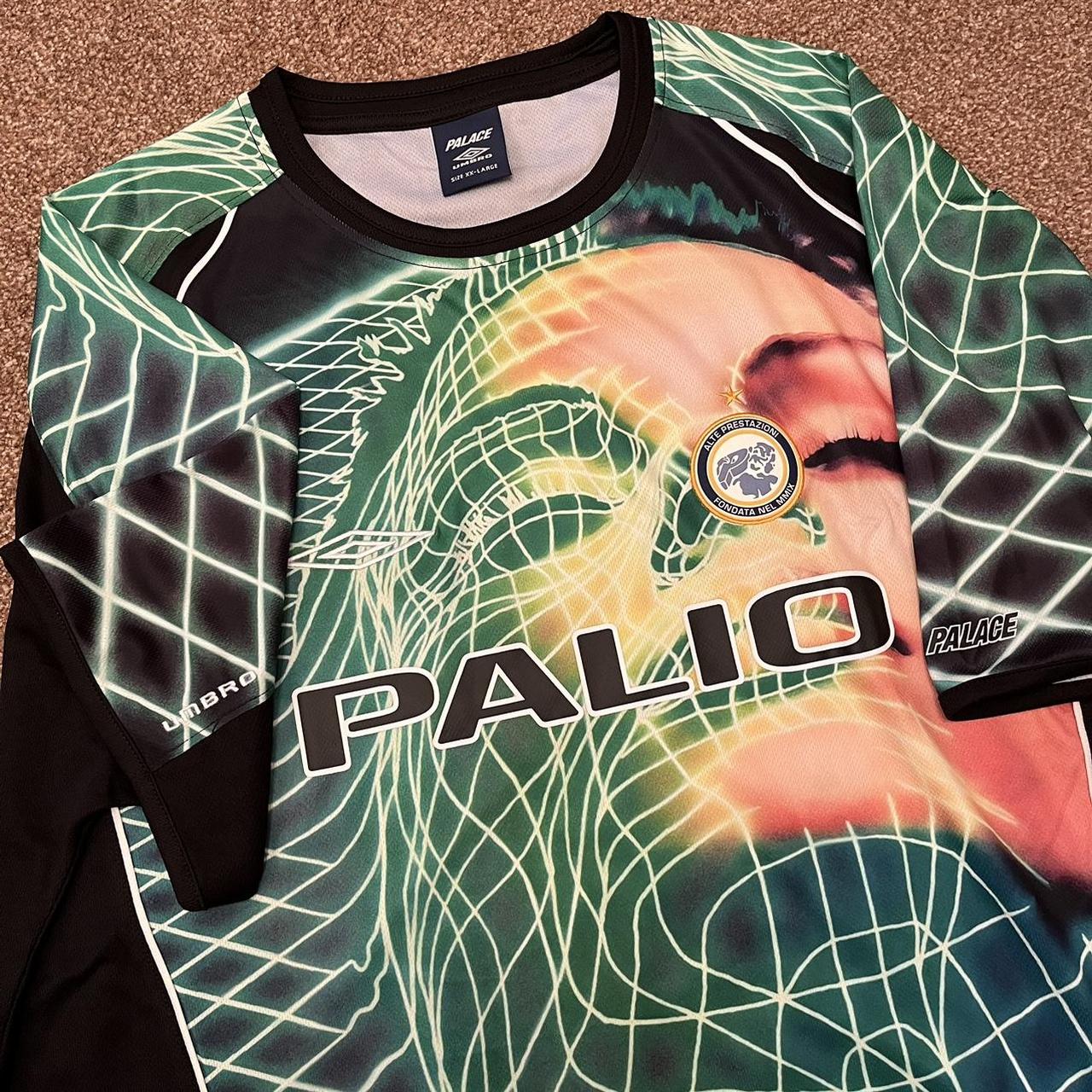 PALACE UMBRO 3RD GOALIE SHIRT BLACK NEON | Depop