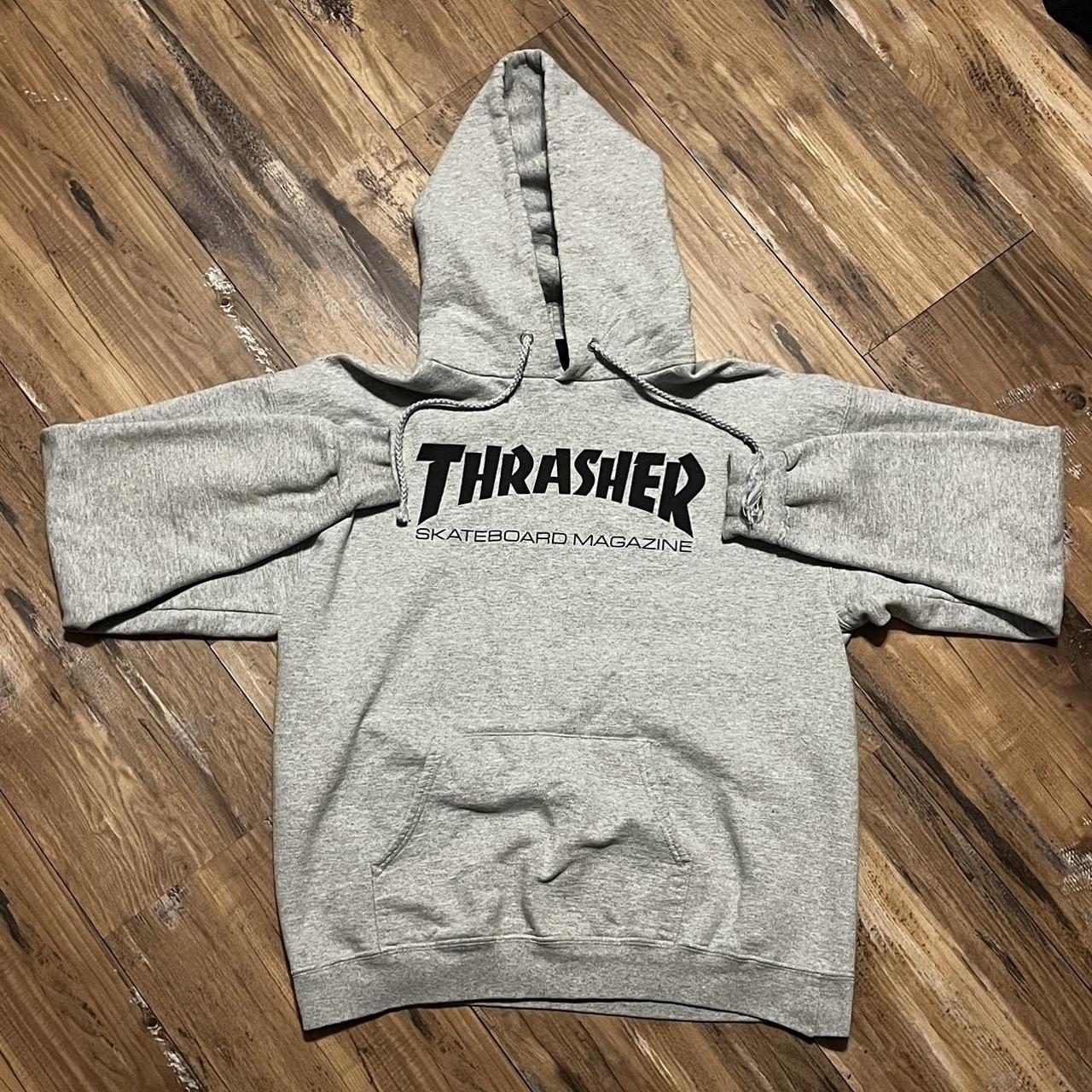 Thrasher Men's Grey Hoodie | Depop