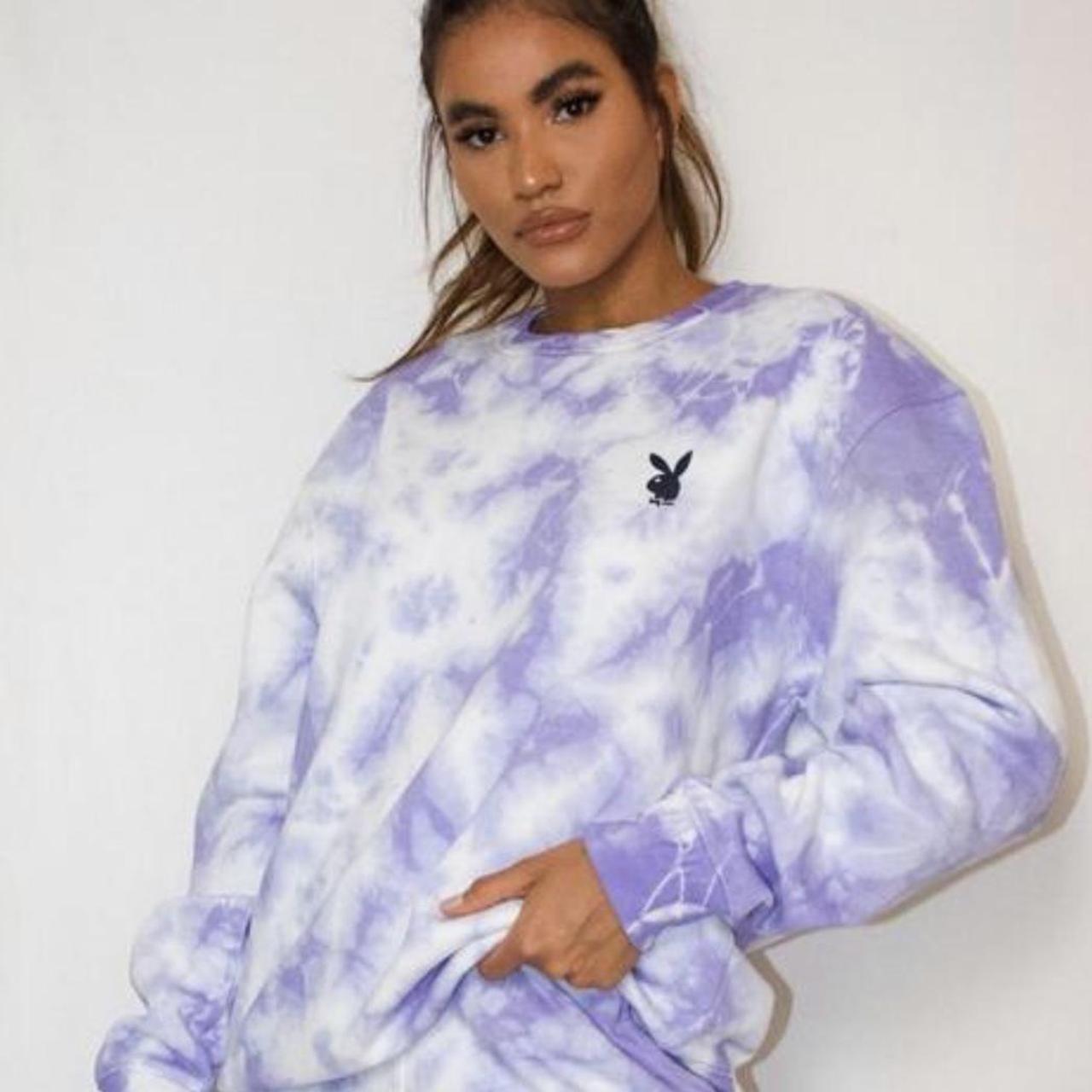 Play Boy x Missguided Lilac Tie Dye Oversized Crew... - Depop