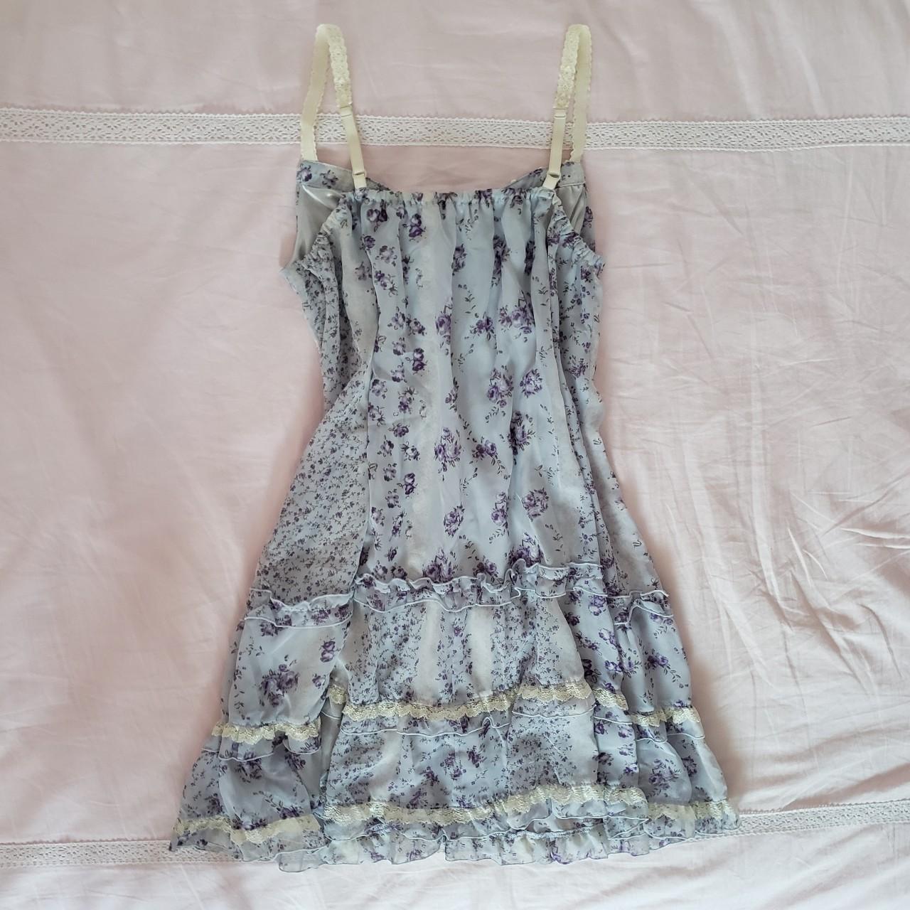 Women's Cream and Purple Dress | Depop