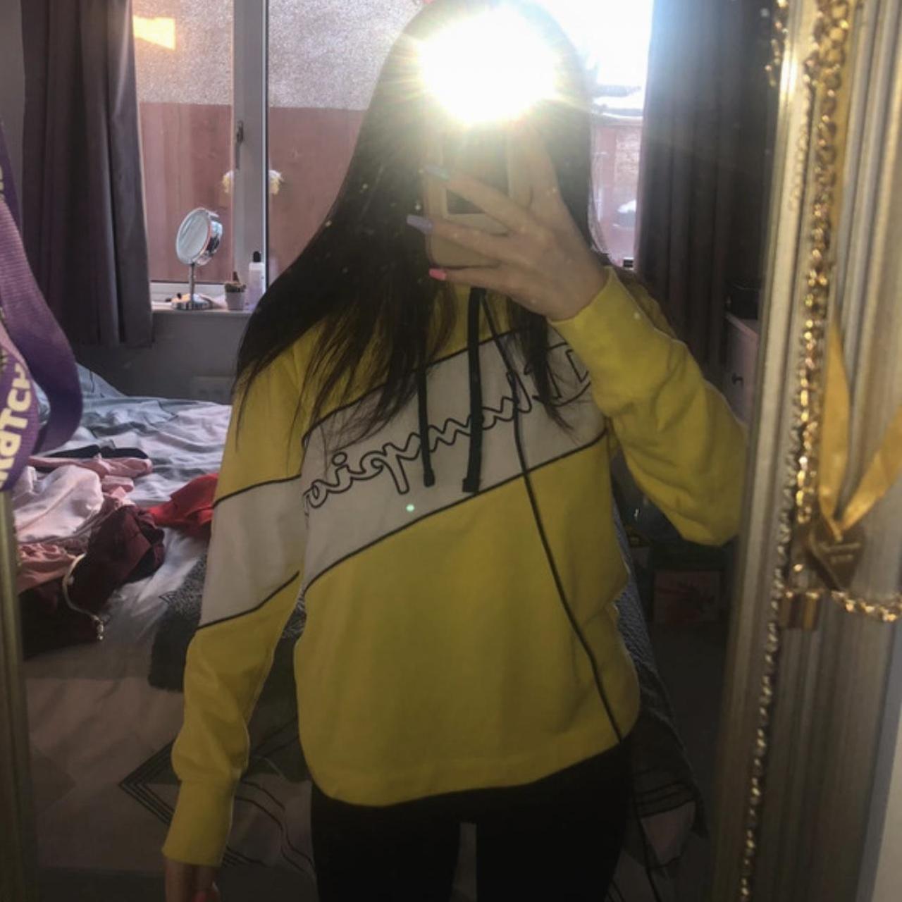 Yellow Champion hoodie Size small (6-8). Only worn... - Depop