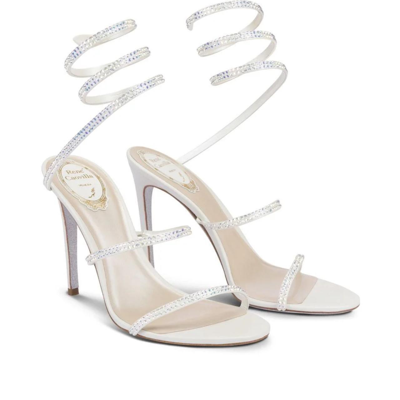 Rene Caovilla white Cleo heels Crystal... - Depop