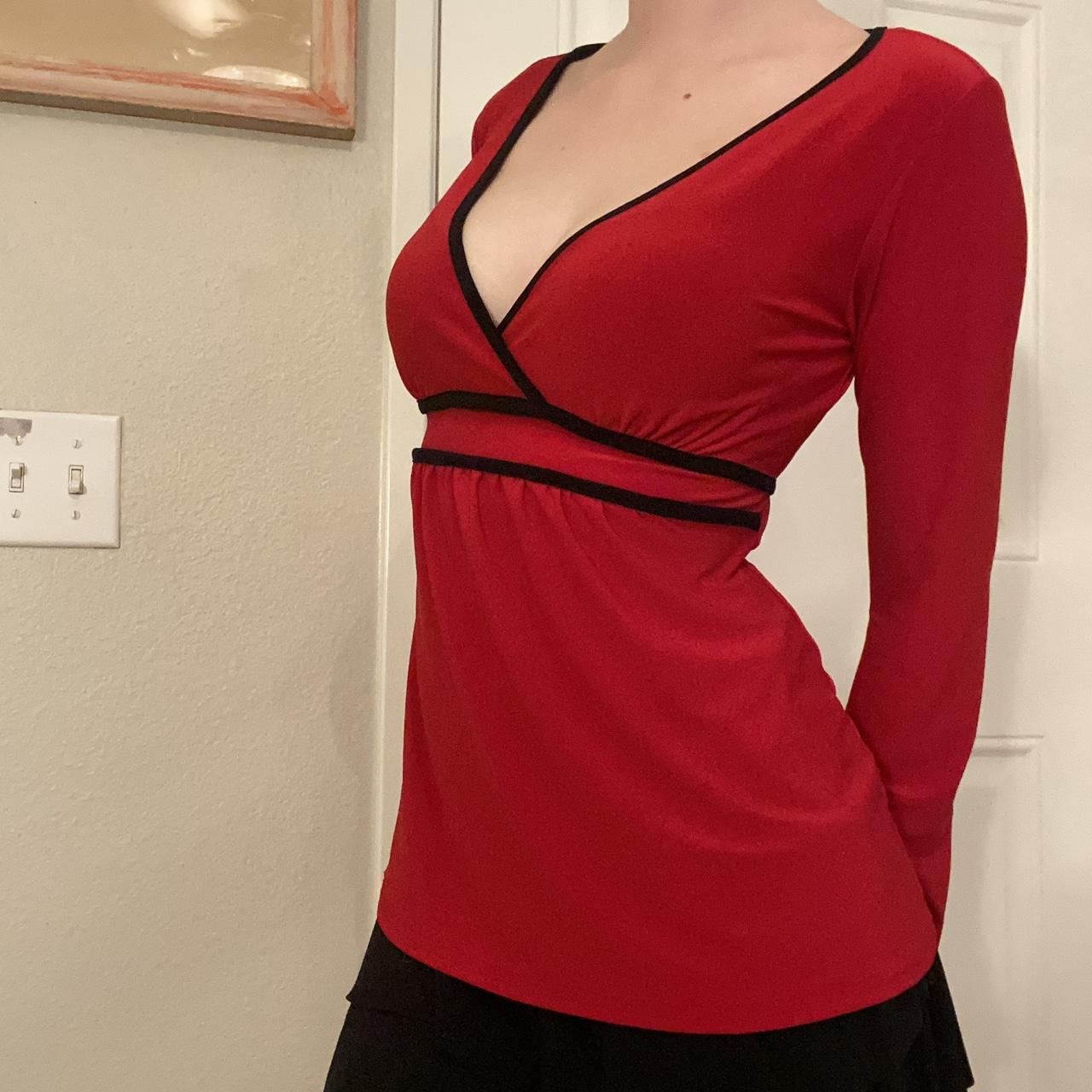 vintage red babydoll top size small tie... Depop