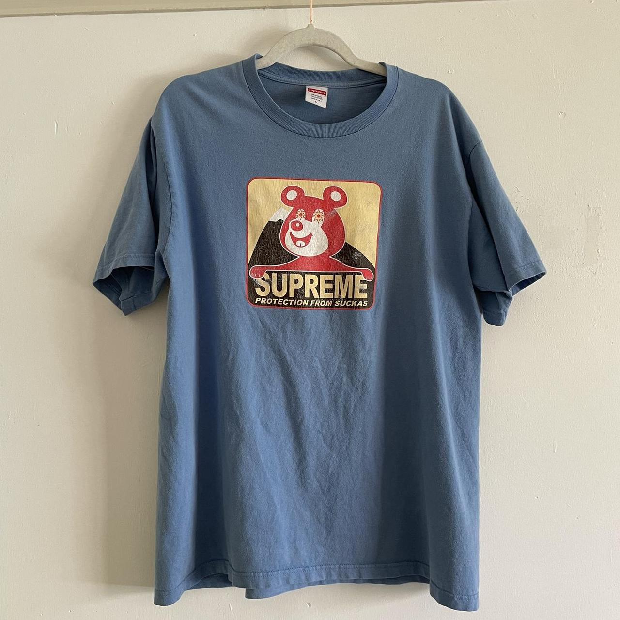 Supreme “Protection from Suckas” bear tee Size L - Depop