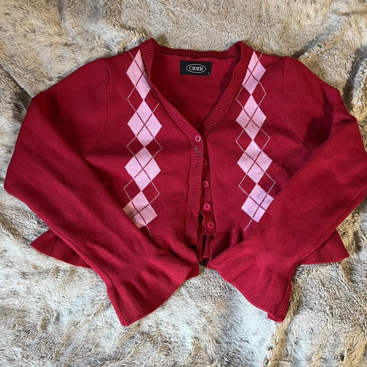 Cider Women's Red and Pink Jumper Depop